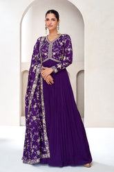 Designer Dark purple Alia Cut Anarkali Dress with Embroidery | bollywood dress | anarkali dress